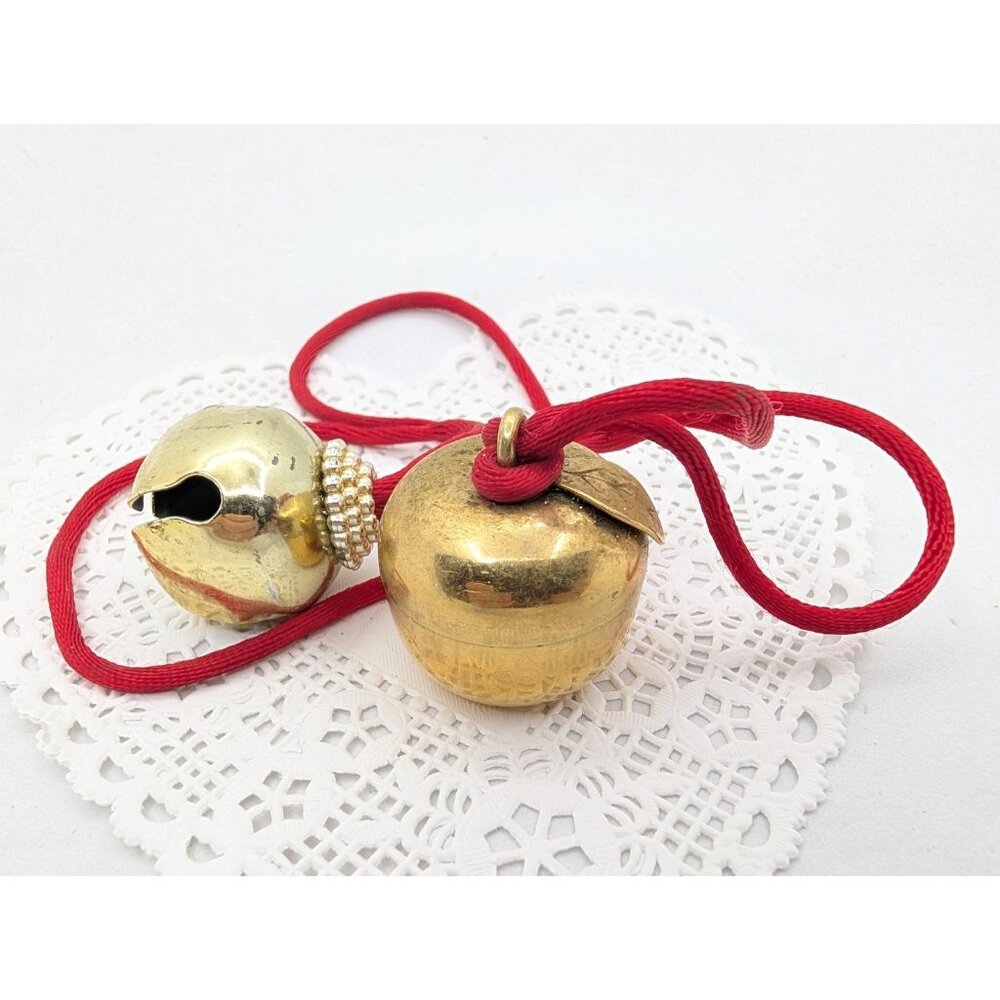 Vintage Pendant Revlon Charlie Solid Perfume Brass metal Apple bottle READ
